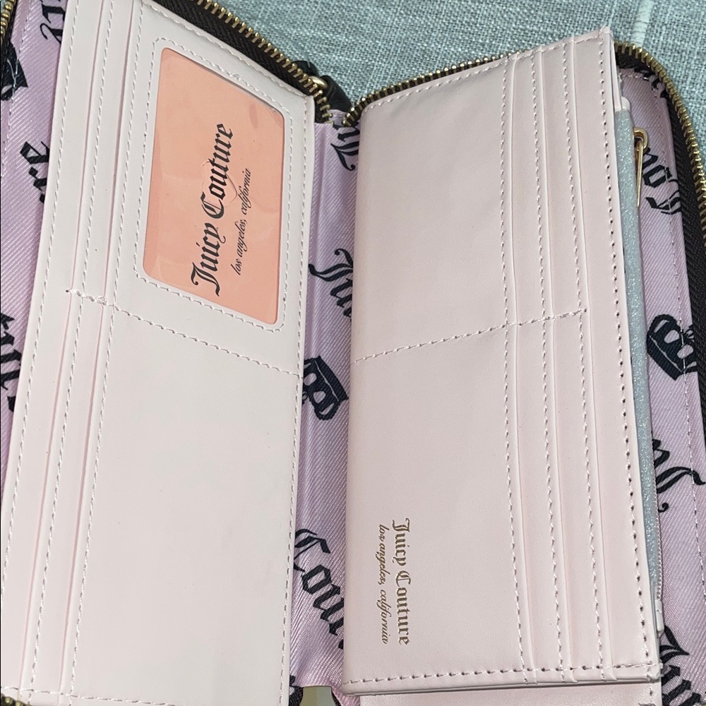 Viral Juicy Couture Brown and Gold Crown Zip Wallet w/gold jewel Scottie charm - Picture 7 of 12